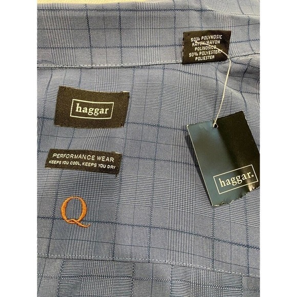 Haager Perfomance wear -Blue button down short sleeve over pants shirt men Large - Picture 6 of 6